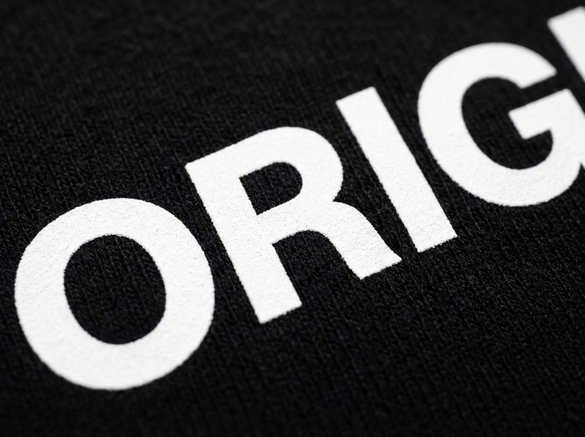 Dense pure white DTF print on black garment
